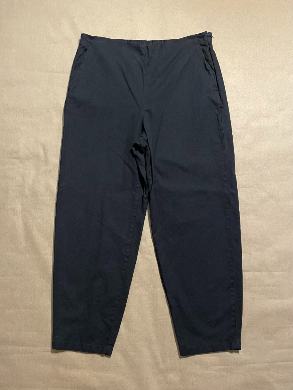 Eileen Fisher Organic Cotton Hemp Black Pants Sz M 27" Inseam Capsule Minimalist
